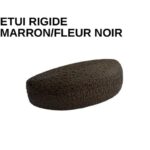 Etui Solaire Rigide MARRON/FLEUR NOIR