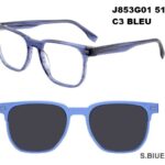 J853G01 C3 51-19-140 BLEU  SUNECLIPSE ACETATE + Etui