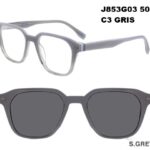 J853G03 C3 50-20-140 GRIS  SUNECLIPSE ACETATE + Etui