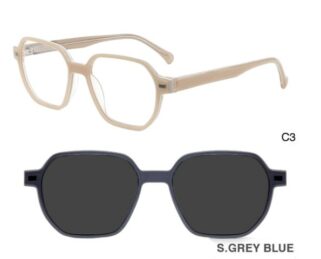 J853G05 C3 51-17-140 BEIGE  SUNECLIPSE ACETATE + Etui