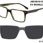 J853G10 C3 52-18-140 ECAILLE VERT  SUNECLIPSE ACETATE + Etui