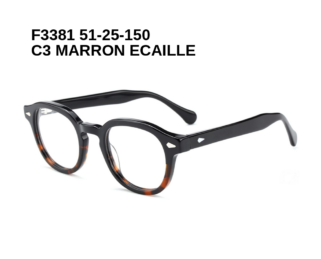 F3381 C3 MARRON ECAILLE 51-25-150 Tom Jackman Acétate + Etui